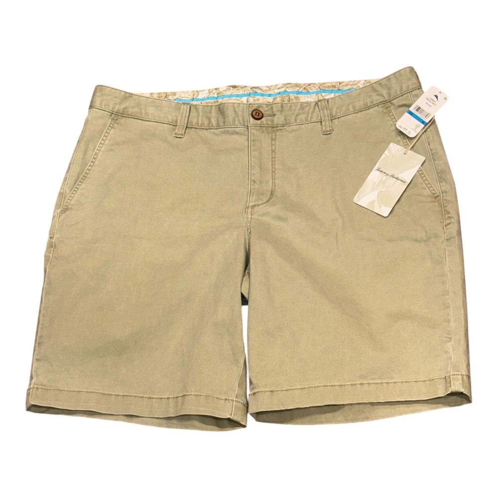 Tommy Bahama Boracay Shorts Mens 36 Inseam 9" Khaki Tan Cotton Tencel New
